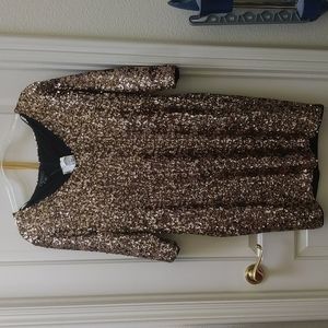 Gold Sequin V-Neck Dress (MISSY)